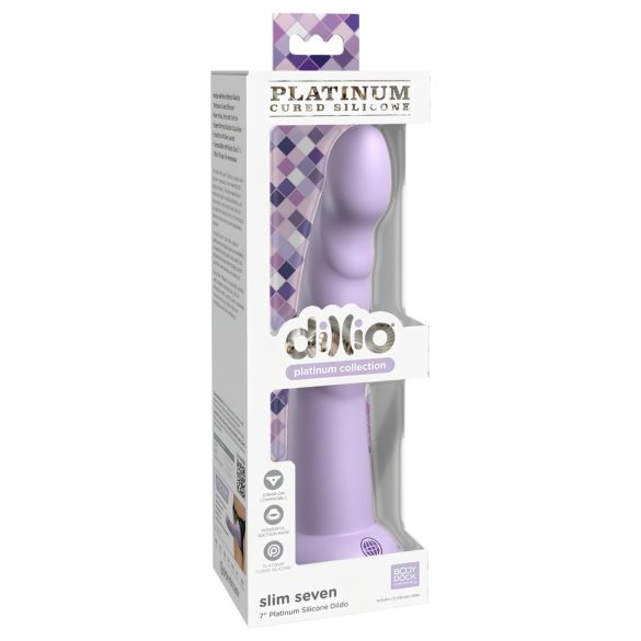 Dillio Slim Seven - sugekopp-stimulator-dildo (20 cm) - lilla