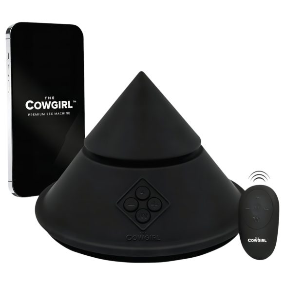 The Cowgirl Kone - smart sexmaskin, flere tilbehør (svart)