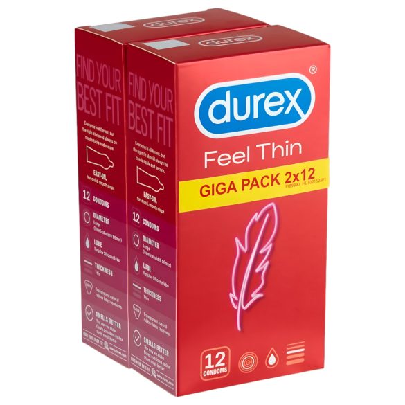 Durex Feel Thin - Naturlig følelse kondomer (2x12 stk)