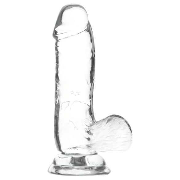 Addiction Crystal - med sugekopp, testikler dildo (transparent) - 15cm