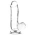 Addiction Crystal - med sugekopp, testikler dildo (transparent) - 15cm