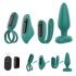 Sex HD - oppladbar, fjernstyrt, 4-delt vibrator sett (grønn)