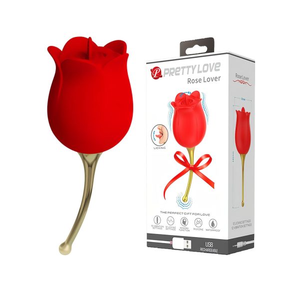 Pretty Love Rose Lover - pirrende 2i1-klitorisvibrator (rød)