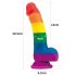 Lovetoy Prider - realistisk silikondildo - 19 cm (regnbue)