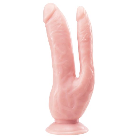 Dr. Skin 8 - dobbel dildo med sugefot (hudfarget)