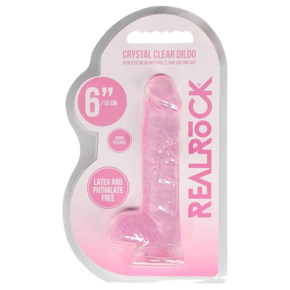 REALROCK - Gjennomsiktig realistisk dildo - rosa (15 cm)