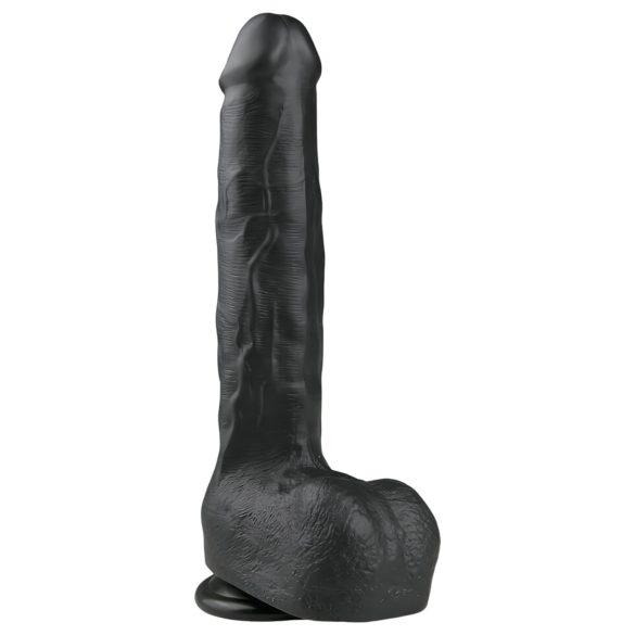 Easytoys - stor sugekoppdildo med boller (29,5cm) - svart