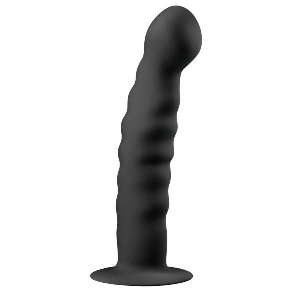 Easytoys Ribbed - sugekopp analdildo (14 cm) - svart