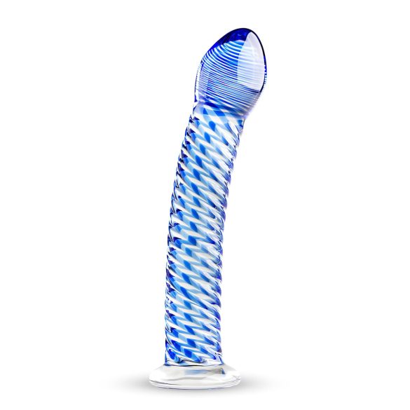 Gildo Glass No. 5 - spiral glass dildo (gjennomsiktig blå)