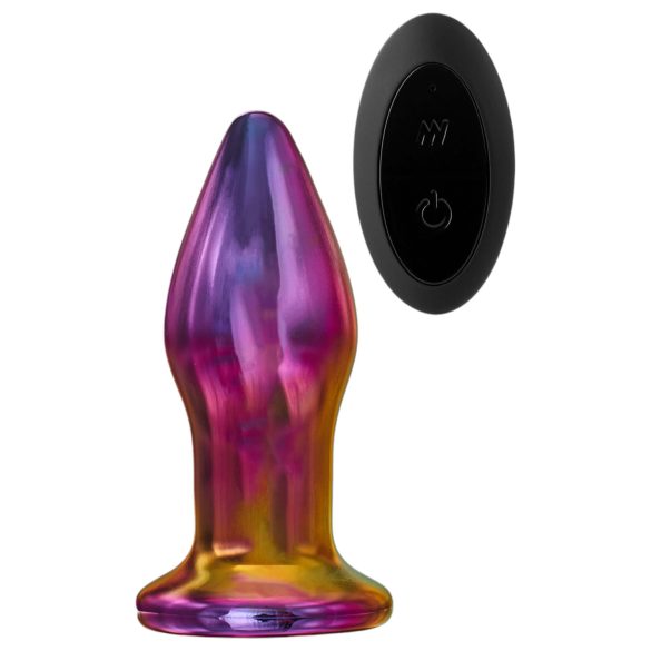 Glamour Glass - konisk, fargerik glass analvibrator med fjernkontroll