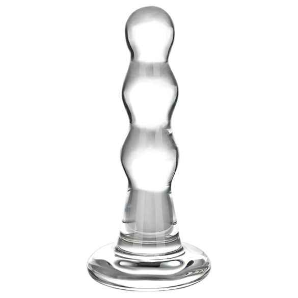 GLAS - bølget glass analdildo (gjennomsiktig)