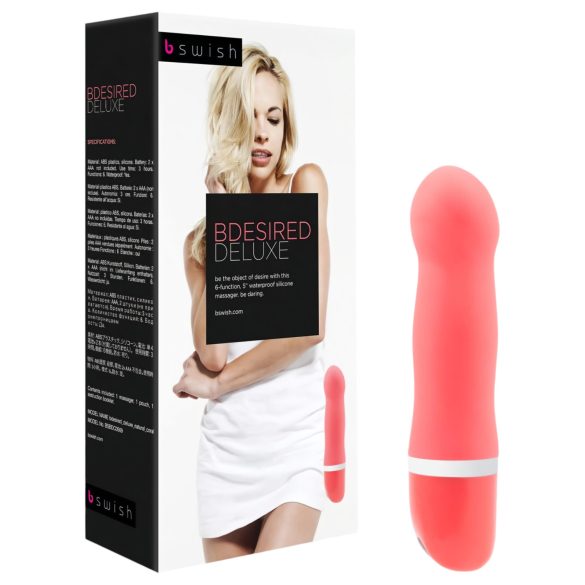 B SWISH Bdesired Deluxe - Stangvibrator med markert hode (korall)