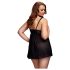 BACI Plus Size - prikkete babydoll med åpning - svart (XL-XXL)