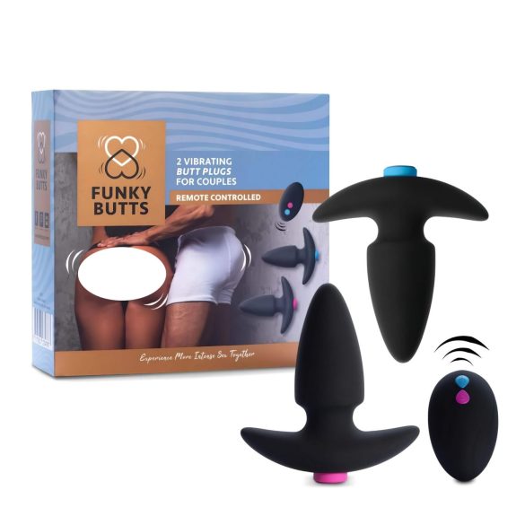 FEELZTOYS Funkybutts - Trådløst svart analvibrator-sett