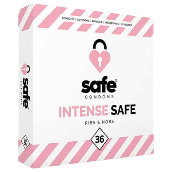 SAFE Intense - Ribbet og prikket kondom (36 stk)